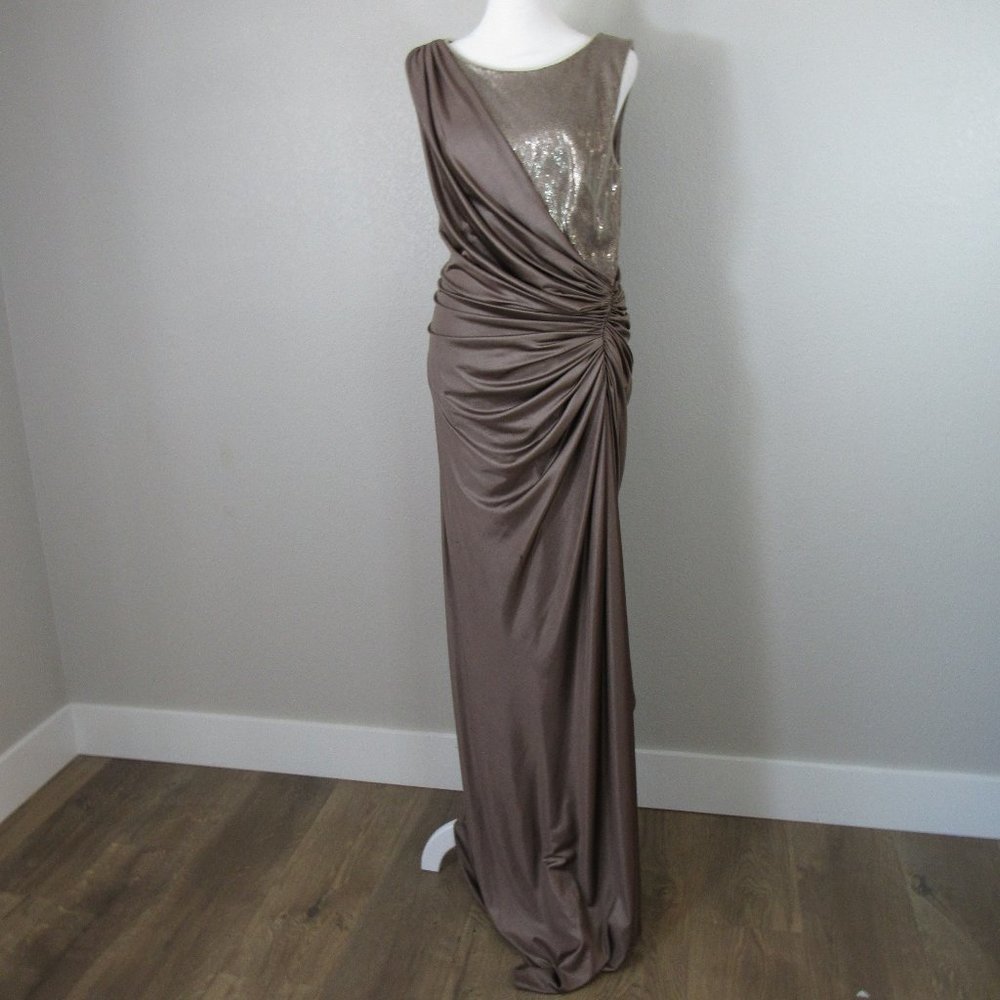 COPY - Tadashi Soji Vintage Gold Bronze Long Sleeveless Evening Gown Formal Dre…